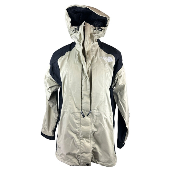 The North Face Gore Tex Light Parka Jacket Shell Beige Black Women's Size Large - Picture 3 of 16